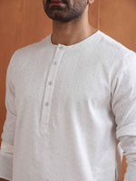 Thumbnail for trueBrowns Men's Ivory Sequin Chanderi Kurta