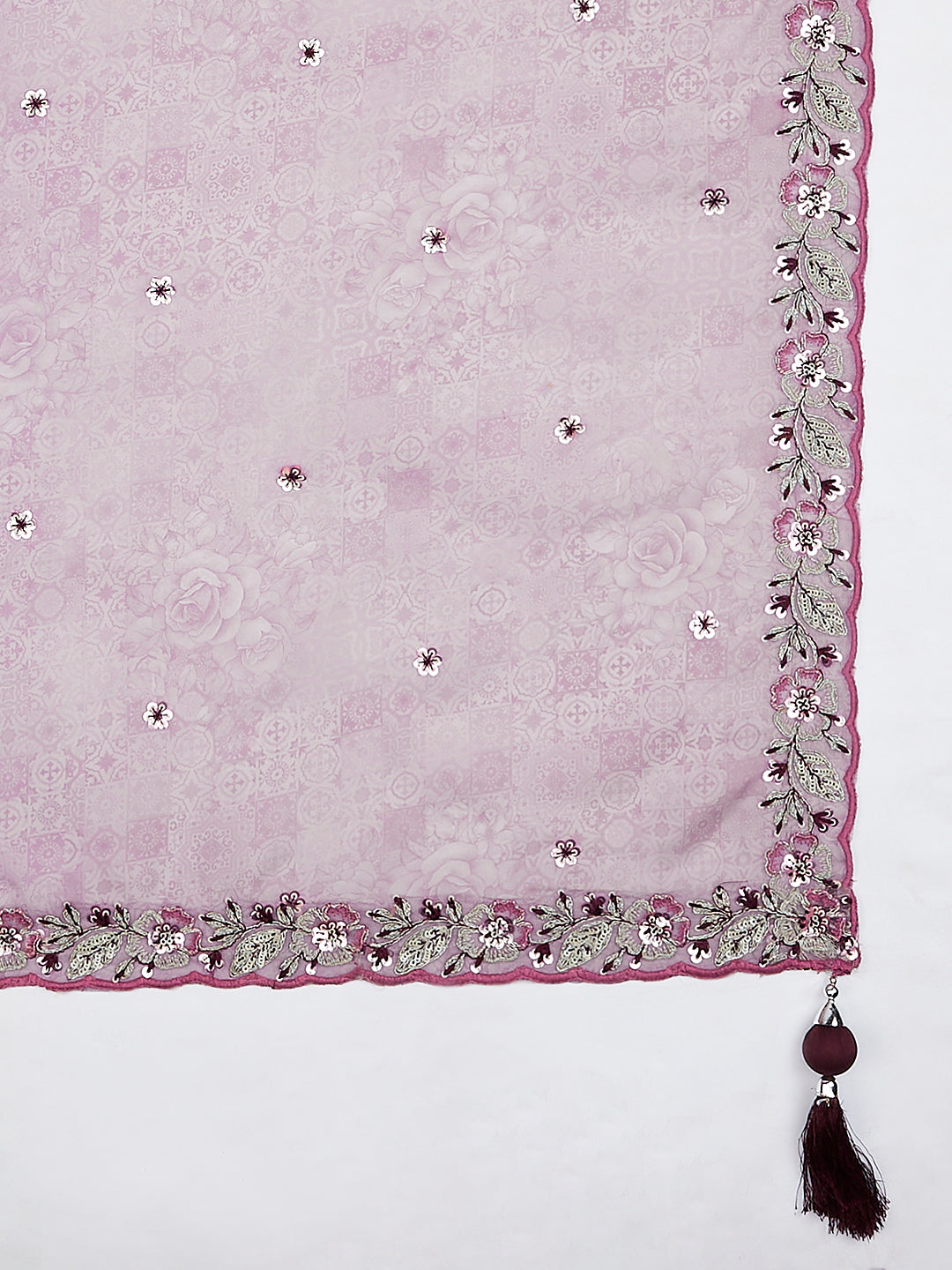 House of Panchhi Burgundy Pure Georgette Sequins And Thread Embroidery Lehenga Choli & Dupatta - Distacart