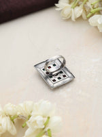 Thumbnail for trueBrowns Silver Tone Rectangular Stone Ring