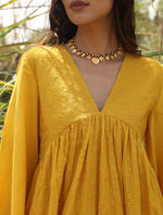 Thumbnail for trueBrowns Mustard Cotton Embroidered Flared Kurta Set
