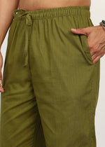 Thumbnail for Fabmade Olive Linen Trousers - Distacart