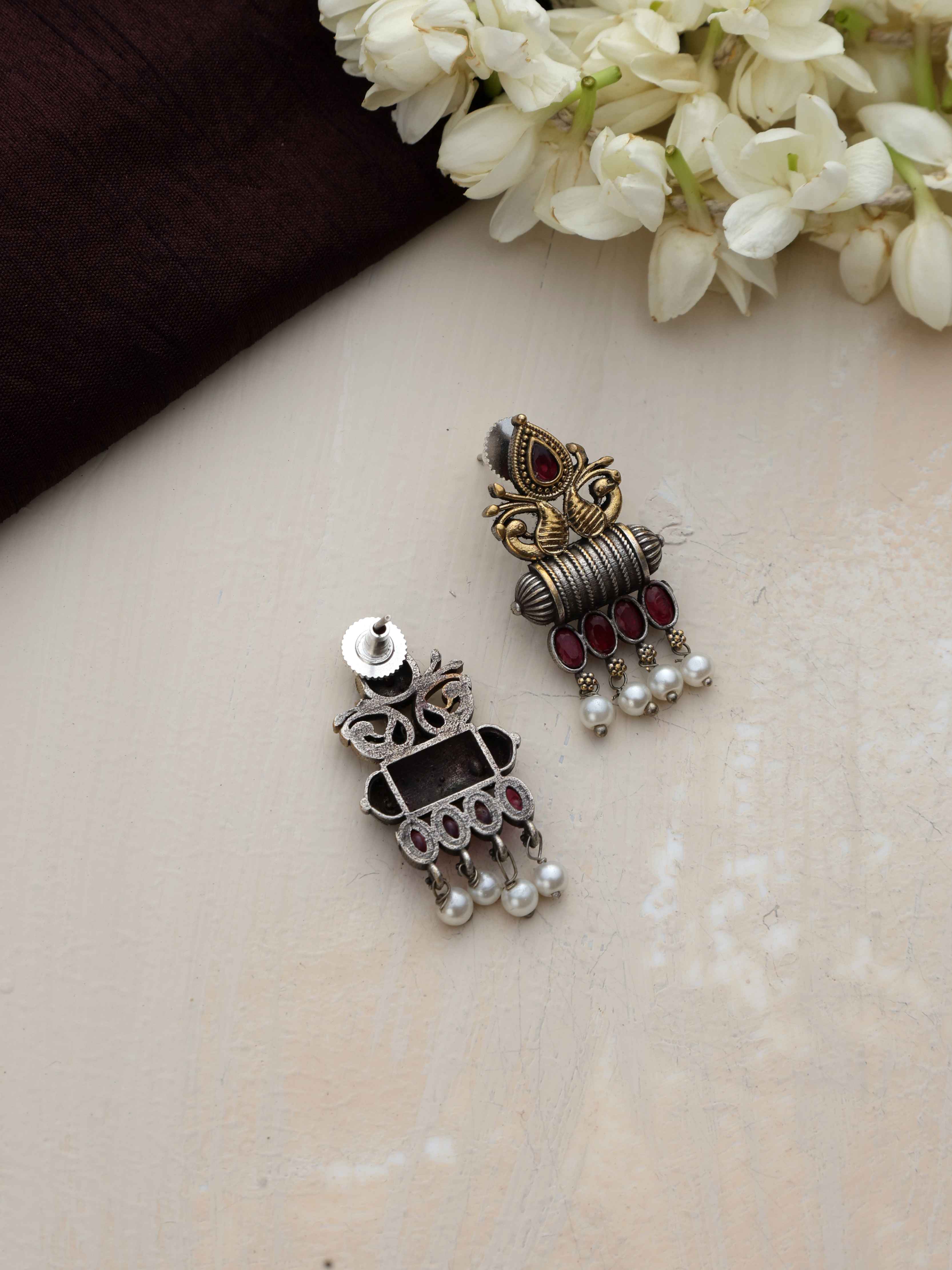 trueBrowns Silver Gold Tone Stud Earrings - Distacart