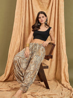 Thumbnail for InWeave Beige Paisley Flower Harem Pant