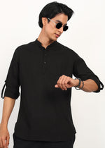 Thumbnail for Fabmade Noir Linen Kurta Set - Distacart