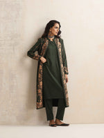 Thumbnail for trueBrowns Green Kashmiri Woollen Jacket 3pc Set