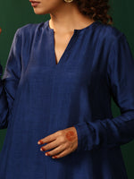 Thumbnail for trueBrowns Blue Silk Flared Co-ord Set - Distacart