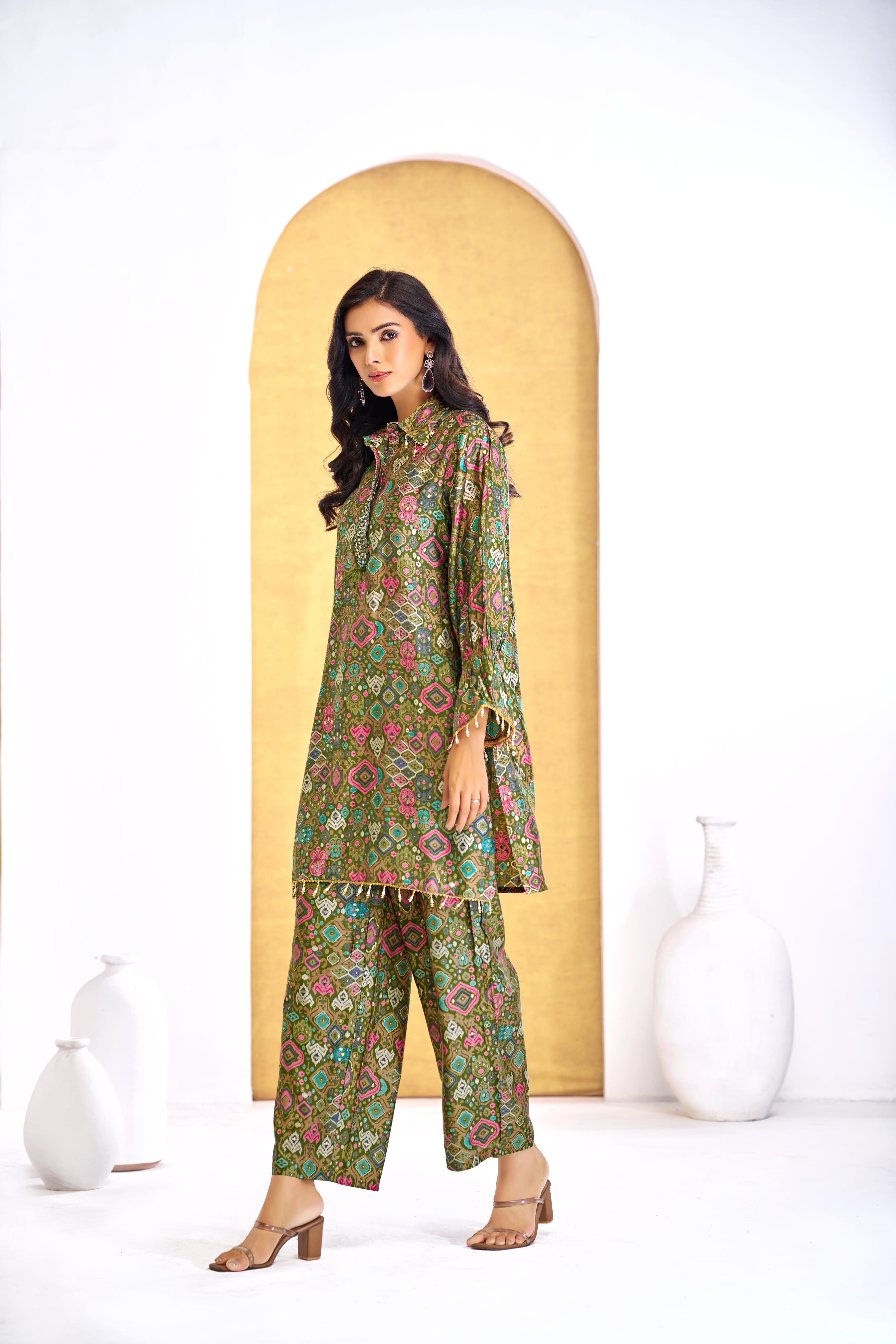 BulBul Pratiksha Olive Co-Ord Set