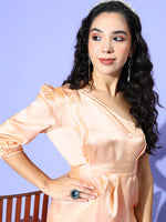 Thumbnail for InWeave One Shoulder Satin Top In Peach Colour