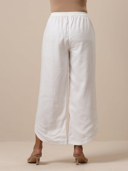 trueBrowns Cotton White Textured Curve Pant - Distacart
