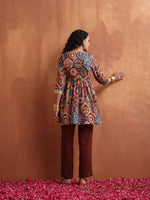 Thumbnail for trueBrowns Brown Print Flared Co-ord Set