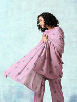 Thumbnail for trueBrowns Light Mauve Printed Velvet Shawl - Distacart