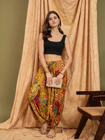 Thumbnail for InWeave Mustard Multi Flower Harem Pant