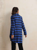Thumbnail for trueBrowns Blue Check Pleated Winter Top
