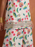 Thumbnail for trueBrowns Off White Print Sharara Set - Distacart