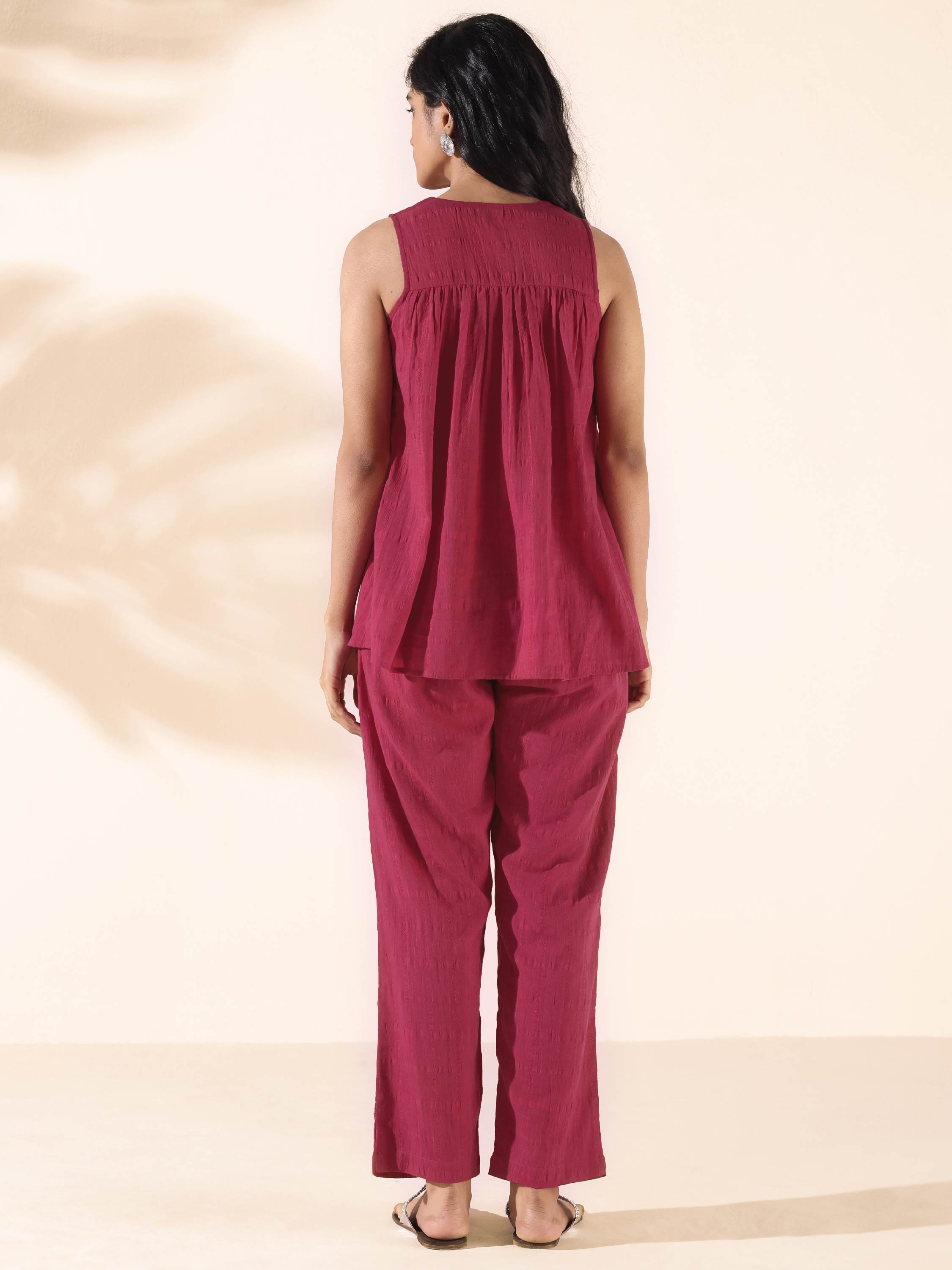 trueBrowns Carrot Cotton Dobby Sleeveless Co-ord Set - Distacart