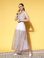 Thumbnail for Ahalyaa White & Gold-Toned Printed Ready to Wear Lehenga & Blouse With Dupatta - Distacart