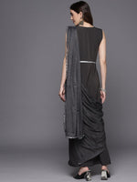 Thumbnail for Ahalyaa Abstract Print Layered Crepe Ethnic Dress - Distacart