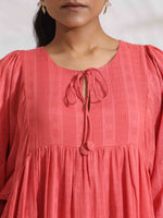Thumbnail for trueBrowns Pink Cotton Tier Dress