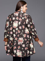 Thumbnail for Ahalyaa Mandarin Collar Crepe Floral Printed Tunic - Distacart
