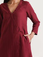 Thumbnail for trueBrowns Maroon Angrakha Kurta Set - Distacart