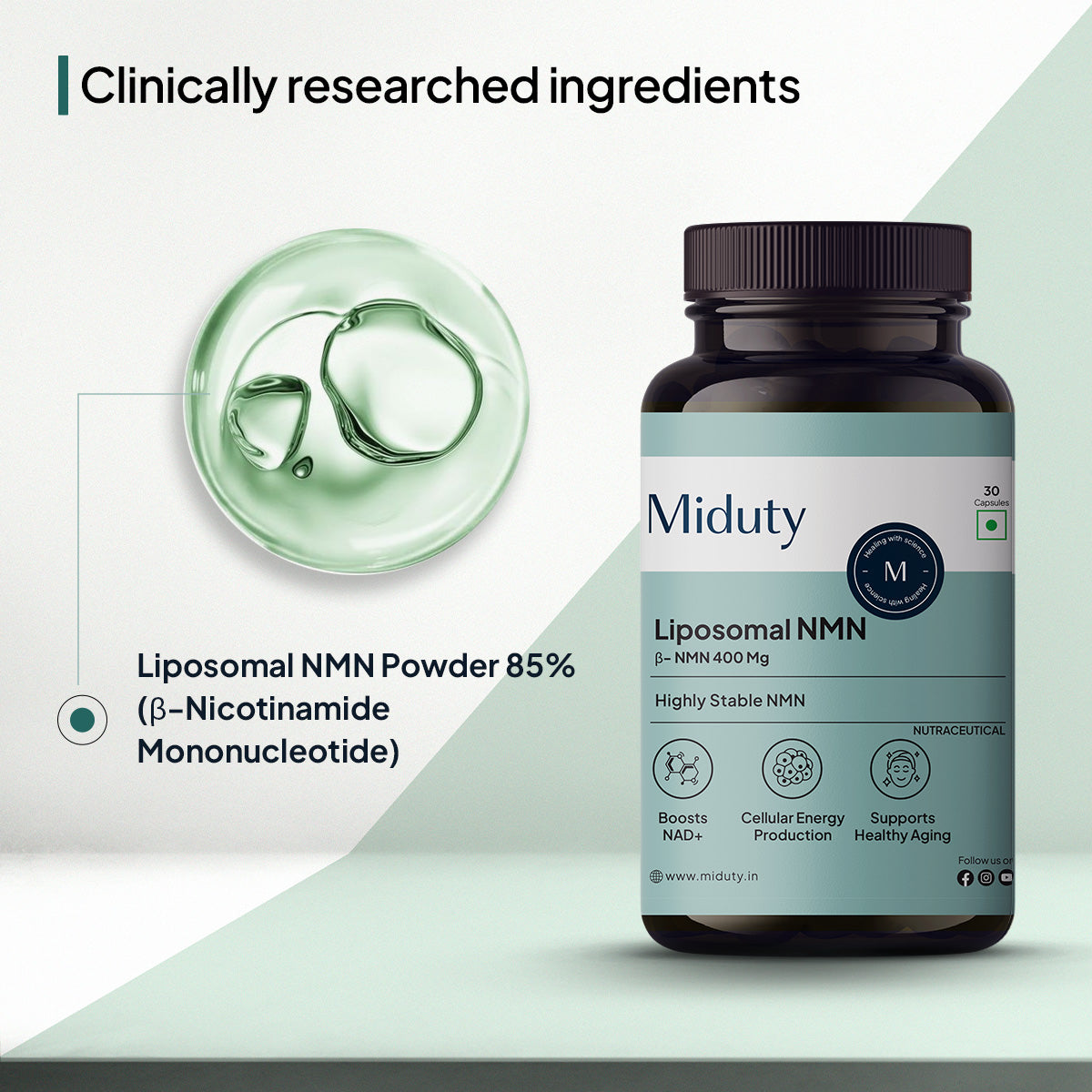 Miduty by Palak Notes Liposomal Glutathione 85% Capsules