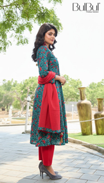 Thumbnail for BulBul Anupriya Cotton Blue Kurta Set with Dupatta