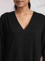 Thumbnail for trueBrowns Black Cotton Embroidered Dress - Distacart
