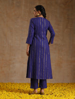 Thumbnail for trueBrowns Spectrum Blue Gold Cotton Angrakha Kurta Set - Distacart