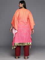 Thumbnail for Ahalyaa Plus Size Bandhani Printed Flared Sleeves Gotta Patti Kaftan Kurta - Distacart