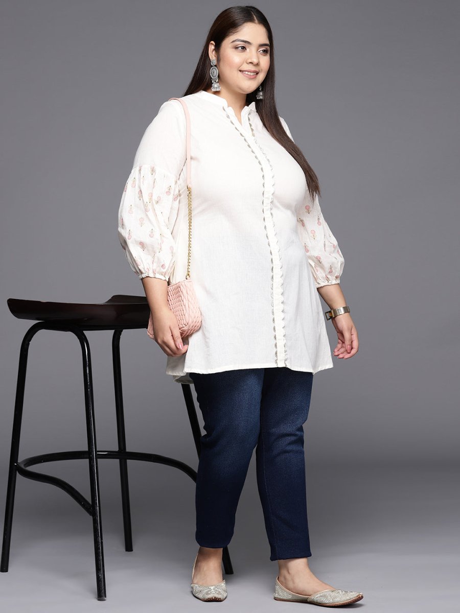 Ahalyaa Mandarin Collar Printed Tunic - Distacart