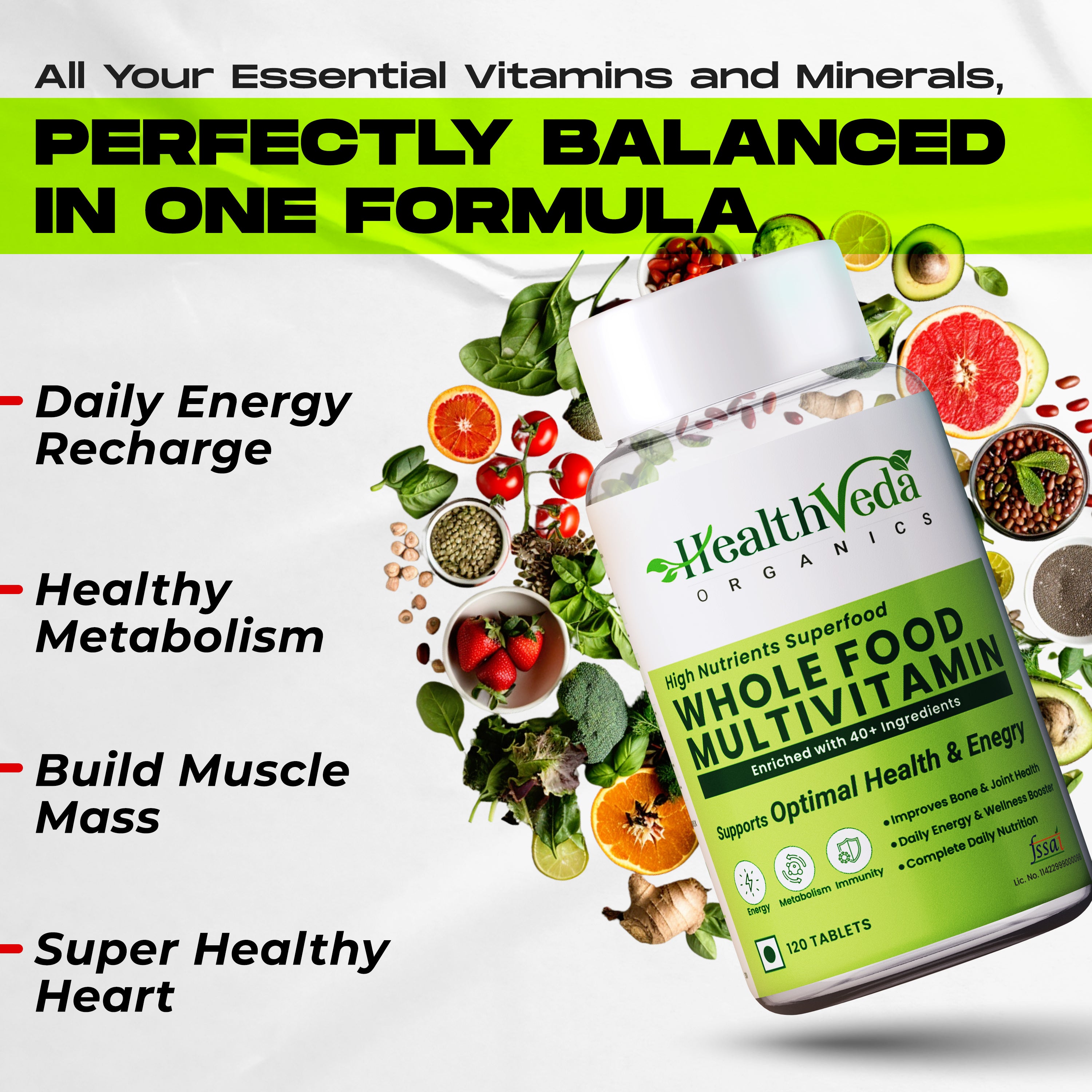 Health Veda Organics Whole Food Multivitamin Veg Tablets - Distacart