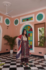 Thumbnail for BulBul Sarita Chanderi Red Kurta Set with Dupatta
