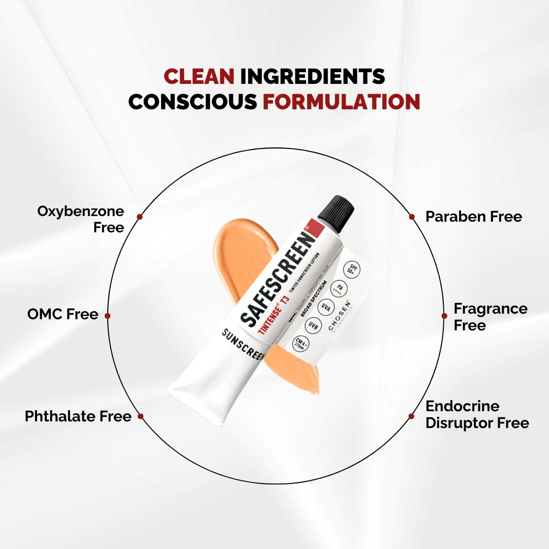 Chosen Tintense Beige Shade Tinted Sunscreen SPF 50+ Pa++++ 6-Hour Water Resistance, No White Cast - Dista