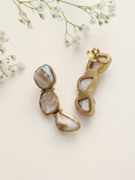 Thumbnail for trueBrowns Brass Marble Stone Earrings - Distacart