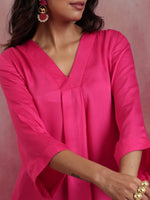 Thumbnail for trueBrowns Pink Modal Boxpleat Kurta Set - Distacart