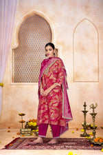 Thumbnail for BulBul Rashmi Printed Fuschia Kurta Set with Dupatta