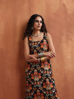 Thumbnail for trueBrowns Black Print Straight Kurta Set
