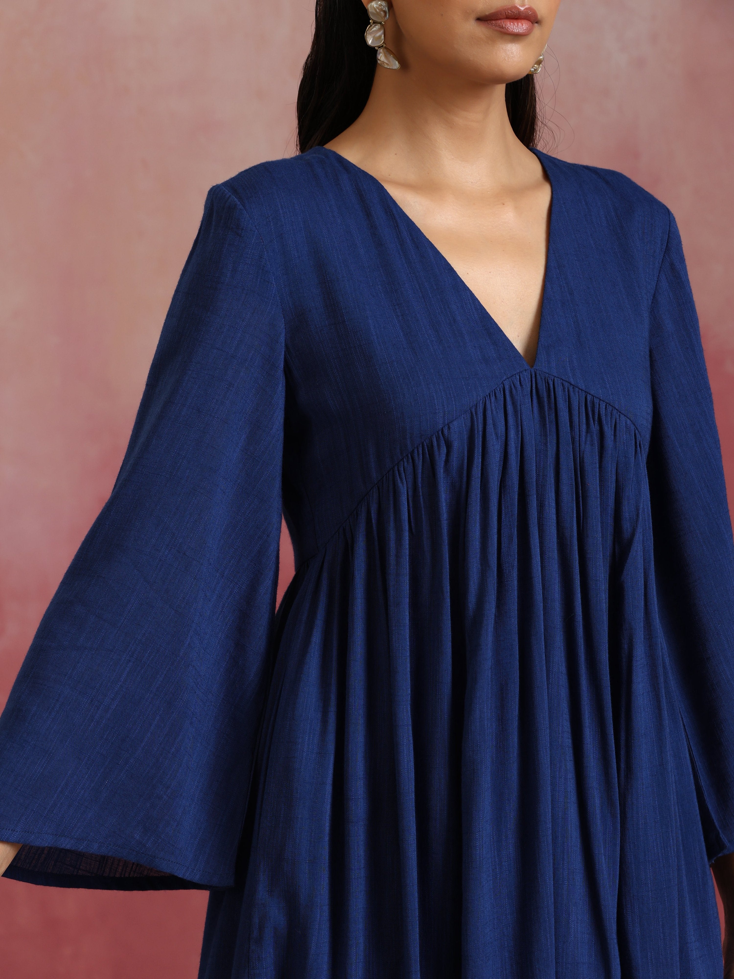 trueBrowns Blue Cotton Dobby Kurta Set - Distacart
