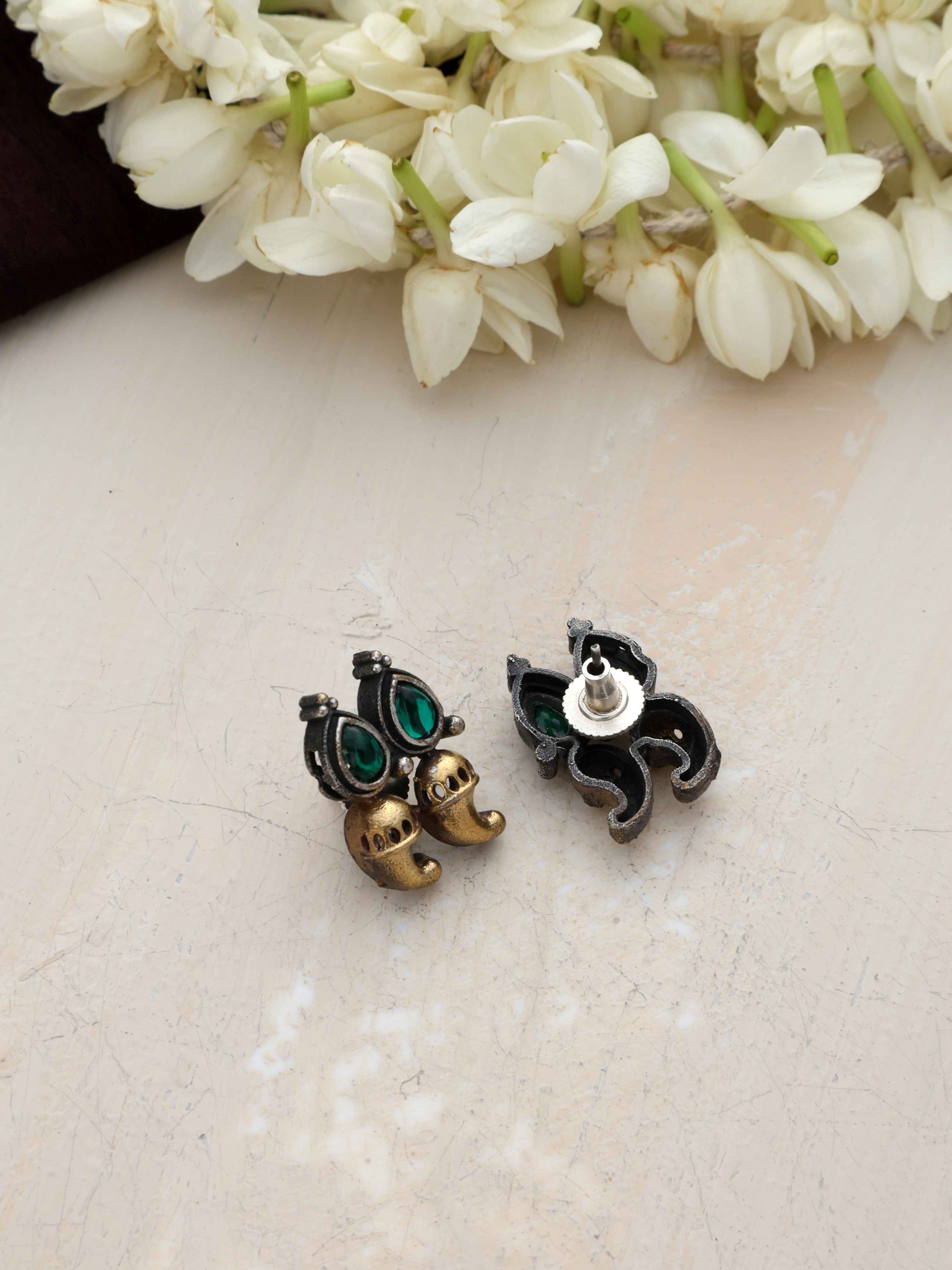 trueBrowns Silver Gold Tone Stud Earrings - Distacart