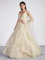 Thumbnail for House of Panchhi Turquoise Blue Georgette Sequins And Thread Embroidery Lehenga Choli & Dupatta - Distacart