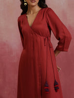 Thumbnail for trueBrowns Maroon Modal Angrakha Kurta Set - Distacart