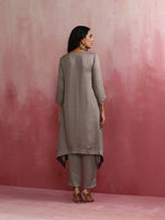 Thumbnail for trueBrowns Grey High low Kurta Set