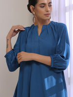 Thumbnail for trueBrowns Classic Blue Dobby Pleated Co-Ord Set - Distacart