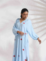 Thumbnail for trueBrowns Blue Cotton Embroidered Dress - Distacart