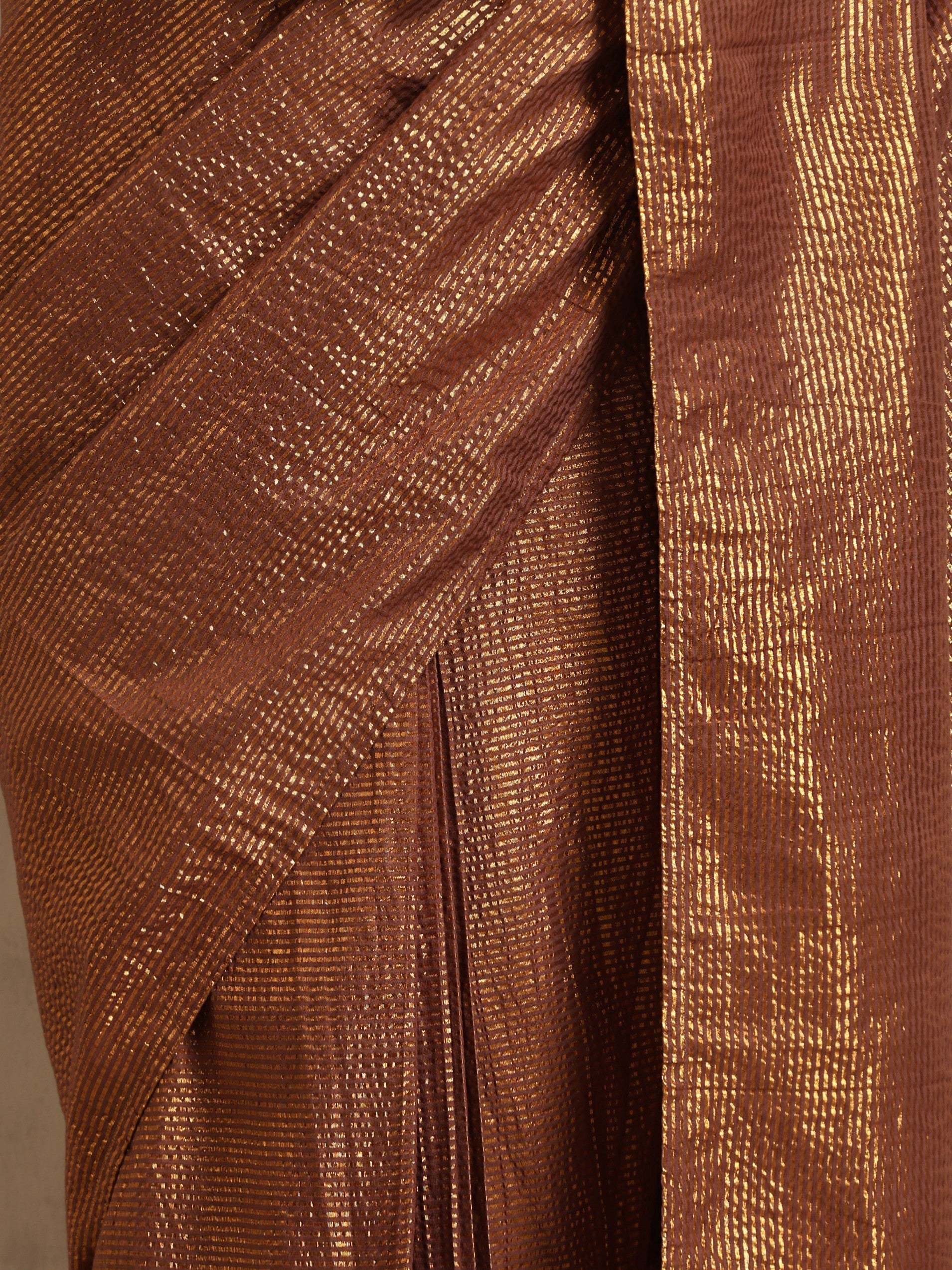 trueBrowns Brown Gold Lurex Ready To Wear Saree - Distacart