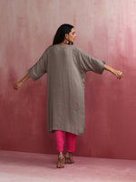 Thumbnail for trueBrowns Grey Modal Kimono Kurta Set
