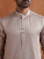Thumbnail for trueBrowns Men's Beige Sequin Chanderi Kurta