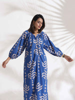 Thumbnail for trueBrowns Blue Cotton Print Dress