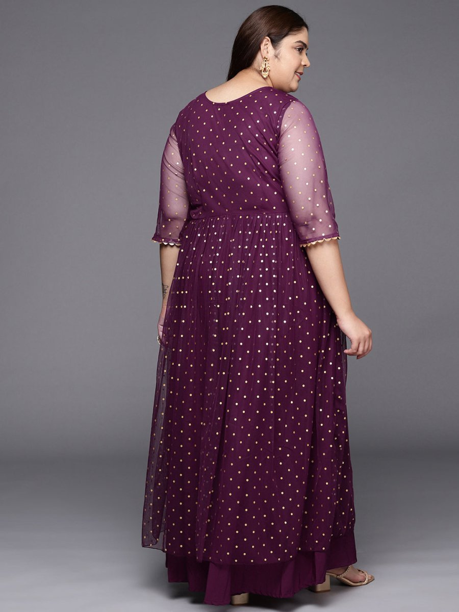 Ahalyaa Plus Size Round neck Net Maxi Ethnic Dress - Distacart