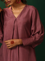 Thumbnail for trueBrowns Light Mauve Silk Front Pleat Co-ord Set - Distacart